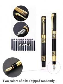 1 Pen+20 Ink Cartridges Set Vintage High-Grade Business Pen With Fine Nib Back To School