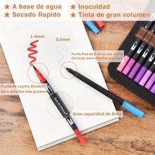72120 Colores Plumones Doble Punta Pencil, Marcadores a Base de Agua No Toxico, Cepillo de Nailon 1 - 2mm y Punta Fina 0.4mm Para Nios y Adultos, Colorear Lettering Dibujar Caligrafa - 72 Colores - Ver 3
