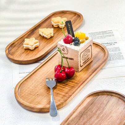 Wooden Steak Plate, Rectangular Solid Wood Pizza Board, Tray, Wooden Plate, Beef Steak Wooden Plate, Wooden Tray, Ins Style Storage Plate, Oval Shaped Dining Plate, Cake/Bread/Coffee/Tea Wooden Dish, Bathroom Tray, Baking Tray, Suitable For All Seasons