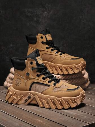 Men's 2025 Autumn/Winter New Anti-Slip Thick Sole High-Top Boots, Outdoor Casual Sports Hiking Work Boots