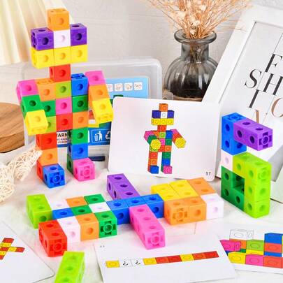 3+ Pcs Children's Interlocking Building Blocks, Plastic Cube Bricks Toy, Assembling Small Particle Shaped Toy