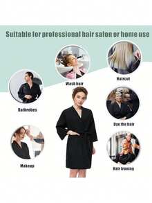 Áo choàng phục vụ khách hàng cao cấp dành cho salon thời trang, phù hợp cho thợ làm tóc, chuyên viên làm đẹp, kỹ thuật viên làm móng, cần thiết cho mùa tựu trường và du lịch/nghỉ dưỡng. - màu đen - Xem 7