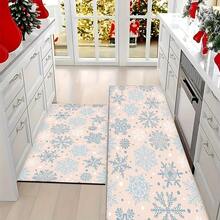 1pc Christmas Snowflake Pattern Floor Mat, Kitchen Floor Protective Pad, Comfortable Standing Mat, Living Room Bedroom Bathroom Laundry Office Area Rug, Home Decor Indoor