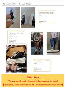 Alan Vincent[帆布鞋系列]厚底帆布鞋 2025 新款女式高帮帆布鞋配银链厚底鞋增高运动鞋女士运动鞋黑色女鞋时尚休闲帆布女鞋