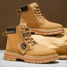 Men's Letter Print Casual Outdoor Hiking Shoes - Khaki - View 6