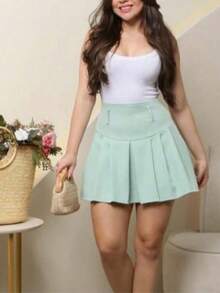 Pleated Short Skirt Summer 2026 - verde agua - Ver 1