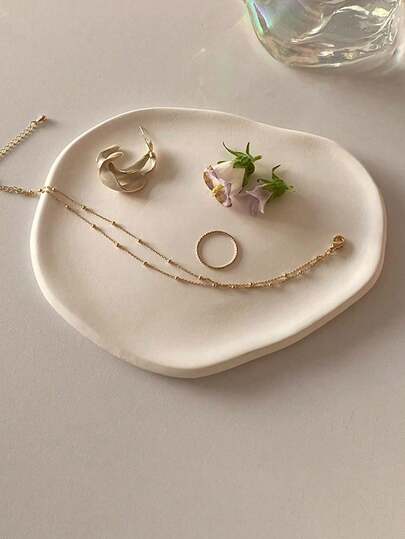 2pcs/1pc 7.68 X 5.32 Inch Irregular Cloud-Shaped Ceramic Tray, Nordic Style Jewelry Storage Tray, Decorative Plate For Jewelry Collection, Jewelry Display Tray, Gift For Woman, Home Decor