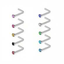 10pcs Stainless Steel Round Ball Nose Studs & Cone S-Post Nose Rings Piercing Jewelry