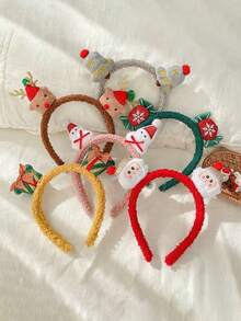 1件装女士创意3D圣诞老人和驯鹿圣诞头箍，甜美可爱装饰发饰 - 彩色 - 查看 8