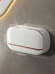 1PCLight Luxury Wall Mounted Double Compartment Leak Proof Soap Box With Lid Drip Tray, Suitable For Showerrooms Or Kitchens, Keeps Soap Dry To Prevent Water Accumulation, Square Non Perforated Bathroom Shelf, Elegant Countertop Wall Decoration, 11 Types Of Holiday Decorations - Multicolor - View 6