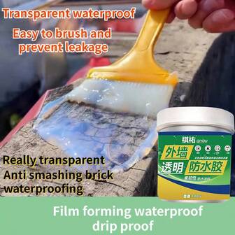 Sellador impermeable con pincel, agente impermeabilizante invisible, revestimiento de poliuretano para exteriores, pintura de reparación a prueba de fugas para baño, cocina y paredes exteriores.