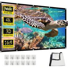 4K 72/100/120inch 3D Projection Screen, Projector Screen, Portable And Foldable High-Definition Anti-Wrinkle Projection Screen, Movie Projection Screen, 16:9 Indoor And Outdoor Dual-Sided Video Projection Screen, Suitable For All Models Of Projectors - Black and White - View 2
