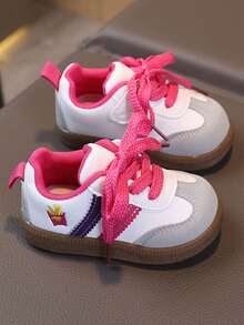 1 Pair Spring/Autumn New Baby/Toddler Casual Sneakers, Featuring Fresh & Lively Cute Patterns, Suitable For Various Children's Outfits. Comfortable With Soft Lining, Non-Abrasive, Adjustable Shoelaces. Construction, Wear-Resistant Upper, Flexible & Non-Slip Sole For & Carefree Wear. - Red - View 6