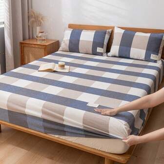 1 pieza Sábana ajustada de unicolor tipo waffle, protector de colchón, cubierta de colchón para cama, suave y transpirable, para cama de todos los tamaños - Twin, Full, King, Queen. Bolsillo profundo de hasta 11.8 pulgadas. Textil para el hogar sin arrugas, mejor para dormir, lavable a máquina en tamaño King, Queen, Full, Twin