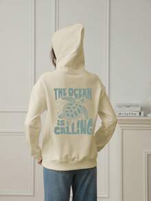 A Casual Printed Hoodie For Girls And Children, With A Hooded Sweatshirt For Autumn And Winter Students. Long Sleeved With Plush And Thick Top - A Fun Beach Turtle Vacation Style Hoodie That Never Goes Out Of Style, Suitable For Daily Play! Hoodies Tween Girl Clothes Tween Girl Clothes Girls