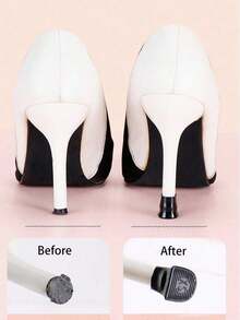 8pcs U-Shaped High Heel Protectors, Anti-Slip, Noise Reduction Heel Covers, Shoes Accessories Ideas - màu đen - Xem 7