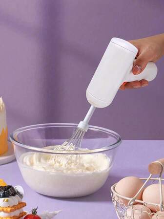 1pc Wireless USB- Cordless Handheld Mixer With 2 Detachable Stir Whisks, One Touch Off Handheld Electric Whisk For Meringues, Whipped, Batter - USB Charging, One-Touch Operation, Handle, Compact & Lightweight For Home Kitchen, Ideal For Egg Beater, Baking & Cooking