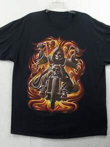 Motorcycle Skeleton Graphic Black T-Shirt Size Men's Large EUC! - 款式28 - 查看 1