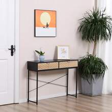 2026-NEW: Narrow Console Table Hallway Furniture Sofa Table With 2 Drawers Carved Line Design Modern Style Hallway Entrance Living Room Bedroom 100x30x75 Black And Oak 2026--New Choices: - Đen và Sồi - Xem 2