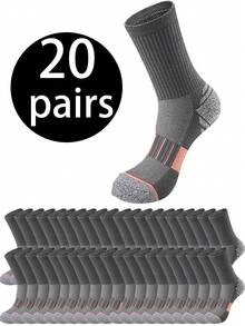 1/5/10/20 双男士中筒袜,柔软弹力舒适透气袜子,适合男女日常穿着,简约舒适的中筒袜,百搭男士运动休闲中筒袜,防臭吸湿排汗中筒运动袜 - 彩色 - 查看 5