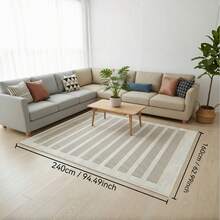 1PC Machine Washable Large - Size Modern White And Brown Striped Pattern Area Mat Rug Indoor Living Room Decorative Rug With Stylish White And Brown Striped Pattern Design Durable Easy Clean Floor Mat For Home Decoration Kitchen Rug