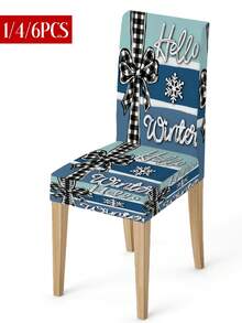 Capa elástica para cadeira de Natal, árvore de azevinho de Natal, floco de neve, laço, capa protetora de encosto para cadeira em forma de estrela, lavável, adequada para casa, sala de jantar, sala de estar, decoração de cozinha (1 peça/4 peças/6 peças/20 peças)