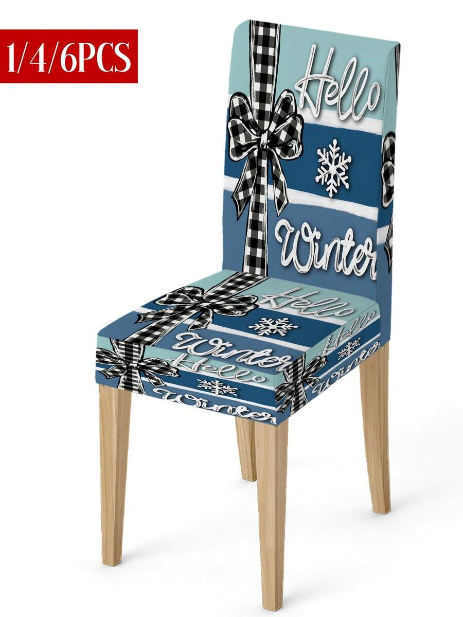 Capa elástica para cadeira de Natal, árvore de azevinho de Natal, floco de neve, laço, capa protetora de encosto para cadeira em forma de estrela, lavável, adequada para casa, sala de jantar, sala de estar, decoração de cozinha (1 peça/4 peças/6 peças/20 peças)