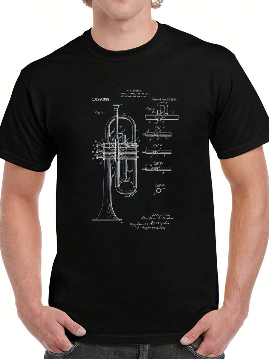 1920 Vintage Trumpet Patent T Shirt - Style 23 - View 1
