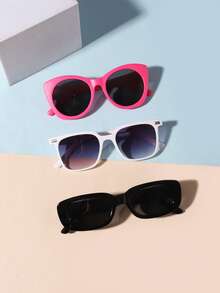 1 SET 3 PCS Boys And Girls Aged 4-8 Years, Cute Cat-Eye And Rectangular Fashion Glasses, Suitable For Holiday Outings, Festive Gifts, And Parties - Multicolor - View 14