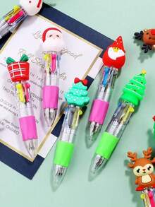 20 PIEZAS Bolígrafos multicolor de Navidad 4 colores en 1, retráctiles de 0.7 mm, bolígrafos divertidos y lindos con diseños de Papá Noel y muñeco de nieve para escribir en fiestas navideñas, útiles escolares y recompensas para estudiantes