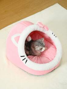 1pc Cozy & Cute Pet Cat Bed House, Removable & Washable Cat Shelter, Warm Pet Cave Nest For Rabbits, Small Dogs, Cats Indoor Use In Winter