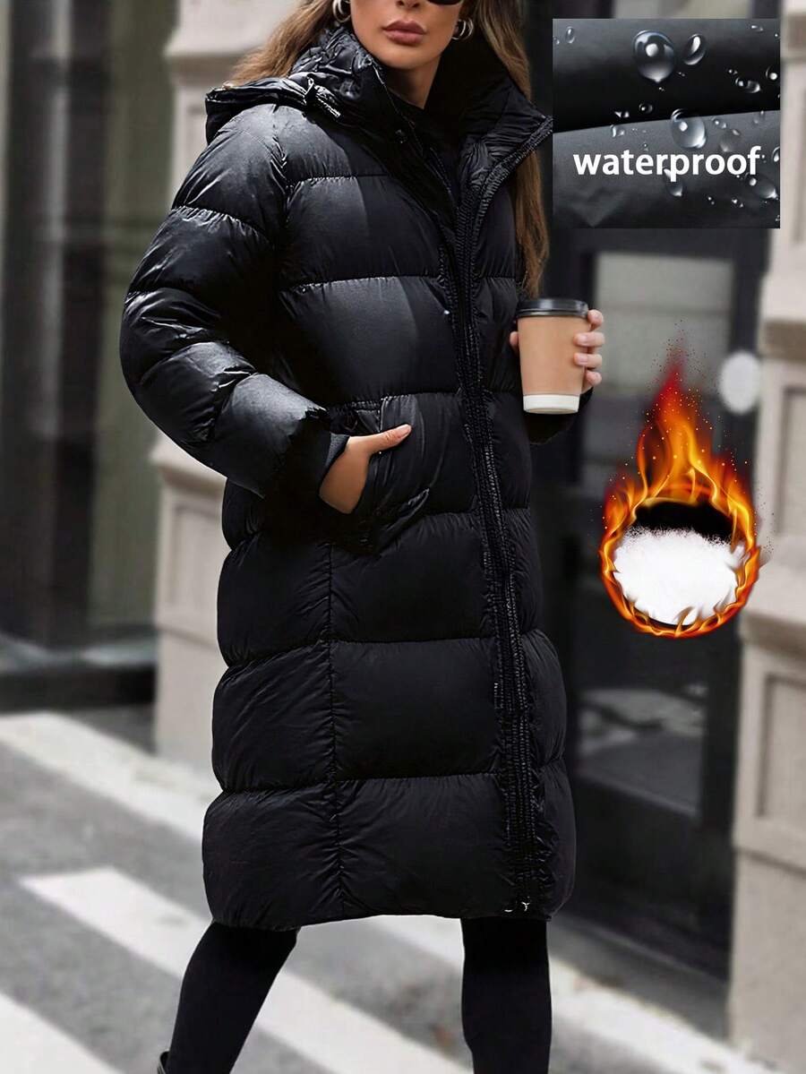 Women's Mid-Length Thick Warm Outdoor Windproof Waterproof Hooded Jacket,Winter