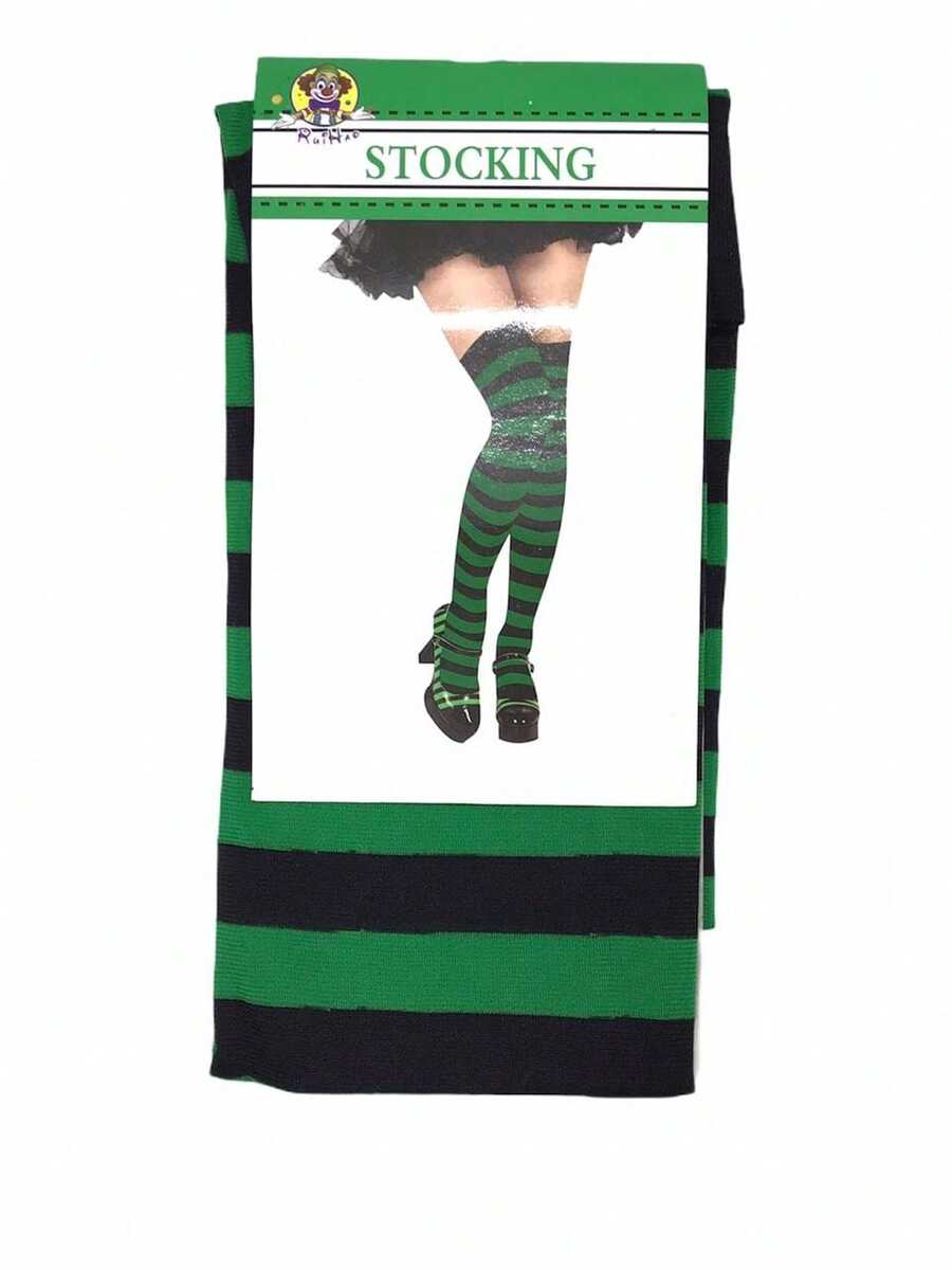 5/8 Stockings, Various Striped, Polka Dot Kitten Models - 綠黑條紋 - 查看 1