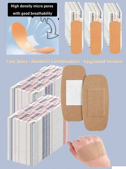 Adesivo para feridas 210/35PCSC, bandagem respirável de alta elasticidade, fita prática e resistente ao desgaste, adequada para o tratamento de feridas. É uma escolha ideal para uso doméstico e externo, incluindo dois tamanhos combinados: bandagens grandes alargadas e espessas e tamanhos regulares.