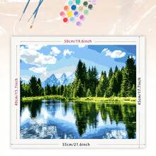 1pc Adult Digital Oil Painting Landscape, Mountain Lake Scenery DIY Oil Painting Kit, Minimalist & Elegant, Simple & Fun Adult Digital Oil Painting Holiday Gift, Homemade Oil Painting, Home Wall Decor - Multicolor - View 7