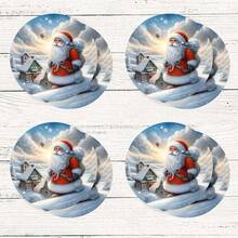 4 piezas/8 piezas Posavasos con tema navideño, almohadillas absorbentes con estampado navideño, tapetes para café, posavasos para cocina, mesa, habitación, decoración de bar, regalos navideños