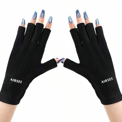 2025.UV Gloves For Nail LampProfessional UPF50+ UV Protection Gloves For Manicures Nail Art Fingerless Gloves That Shield Skin From The Sun And Nail Lamp Black