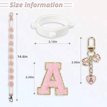 AFRT Cute Letter Charm Set Compatible With Owala Water Bottle 24 Oz 32 Oz 40 Oz Owala Owala Coffee Tumbler Owala FreeSip Includes Handle Strap For Owala Accessories And Stanley Cup Accessories - Hồng - Xem 5