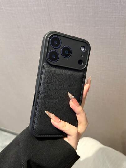 1pc Minimalist Solid Color Leather Texture High-Quality Protective Phone Case Compatible With IPhone 17/17Pro/17Promax/16promax/16/16pro/16plus/15/15promax/15pro/11/12/13/14promax/11pro/11promax/12pro/12promax/13pro/13promax/14pro/14promax, Stylish & Creative