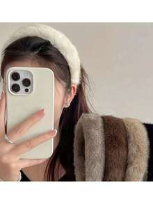 1 Stück Kunstfell Stirnband - Breites, plüschiges Winter Haaraccessoire mit weichen, flauschigen Kanten, Farben: Beige/Schwarz/Braun/Rosa/Grau/Weiß. Gesichtsrahmende Wärme für Partys, Fotos und kaltes Wetter (rutschfestes Design, vielseitiges Geschenk)
