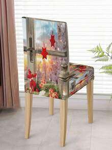 Funda elástica para silla de Navidad, protector de respaldo de silla con diseños de Papá Noel, muñeco de nieve, acebo, árbol y copos de nieve, funda lavable para silla de comedor de invierno para decoración del hogar, restaurante, sala de estar y cocina (1 pieza/4 piezas/6 piezas/20 piezas) - Multicolor - Ver 9