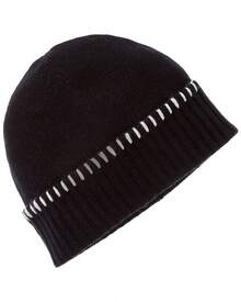 Bruno Magli Whipstitch Cuffed Cashmere Hat - 黑色 - 查看 2