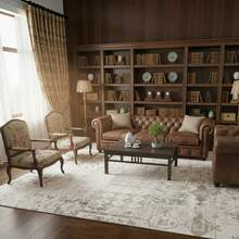 1PC Machine Washable Large - Size Vintage Beige And Blue Floral Pattern Area Mat Rug Indoor Living Room Decorative Rug With Artistic Retro Beige And Blue Floral Pattern Design Durable Easy Clean Floor Mat For Home Decoration Kitchen Rug