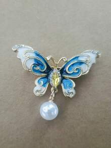 1 pieza Nuevo broche de mariposa de moda, colgador de ropa, colgante de aleación con cristal, accesorio de decoración de insecto