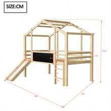 Children's Bed 90 X 200 Cm, Attic Design With Ladder And Slide, With Graffiti Panel, Multifunctional Bed, Solid Wood Bed, Single Bed, White Loft Bed - Natural Wood - View 5