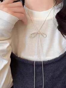قلادة طويلة قابلة للتعديل بتصميم عقدة بسيطة للنساء، سلسلة كنزة صوفية عصرية متعددة الاستخدامات بطراز INS فريد