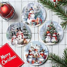 4 piezas/8 piezas Posavasos con tema navideño, almohadillas absorbentes con estampado navideño, tapetes para café, posavasos para cocina, mesa, habitación, decoración de bar, regalos navideños