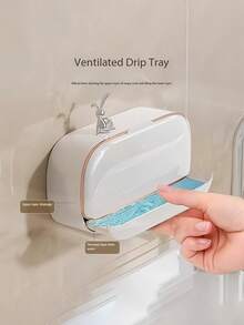 1PCLight Luxury Wall Mounted Double Compartment Leak Proof Soap Box With Lid Drip Tray, Suitable For Showerrooms Or Kitchens, Keeps Soap Dry To Prevent Water Accumulation, Square Non Perforated Bathroom Shelf, Elegant Countertop Wall Decoration, 11 Types Of Holiday Decorations - Multicolor - View 11