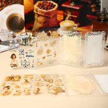 1 Pack Of 1 Pc Vintage European Coffee Theme Stickers, Creative Aesthetic Sticker Decals, DIY Decorative Scrapbooking Craft Materials, Holiday Gift, Personalized Scrapbook School Supplies Scrapbook Supplies Stationery - Multicolor - View 6