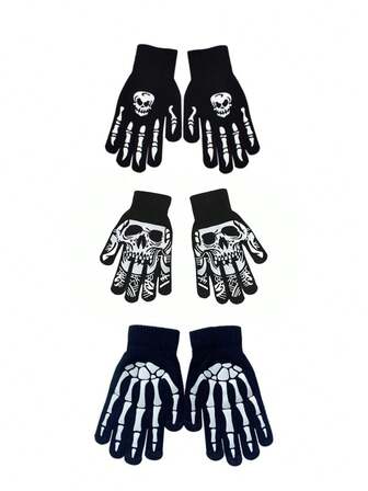 1 Pair Glow In The Dark Skeleton Claw Gloves, Punk Style Skeleton Finger Gloves For Halloween Party Cosplay Supplies